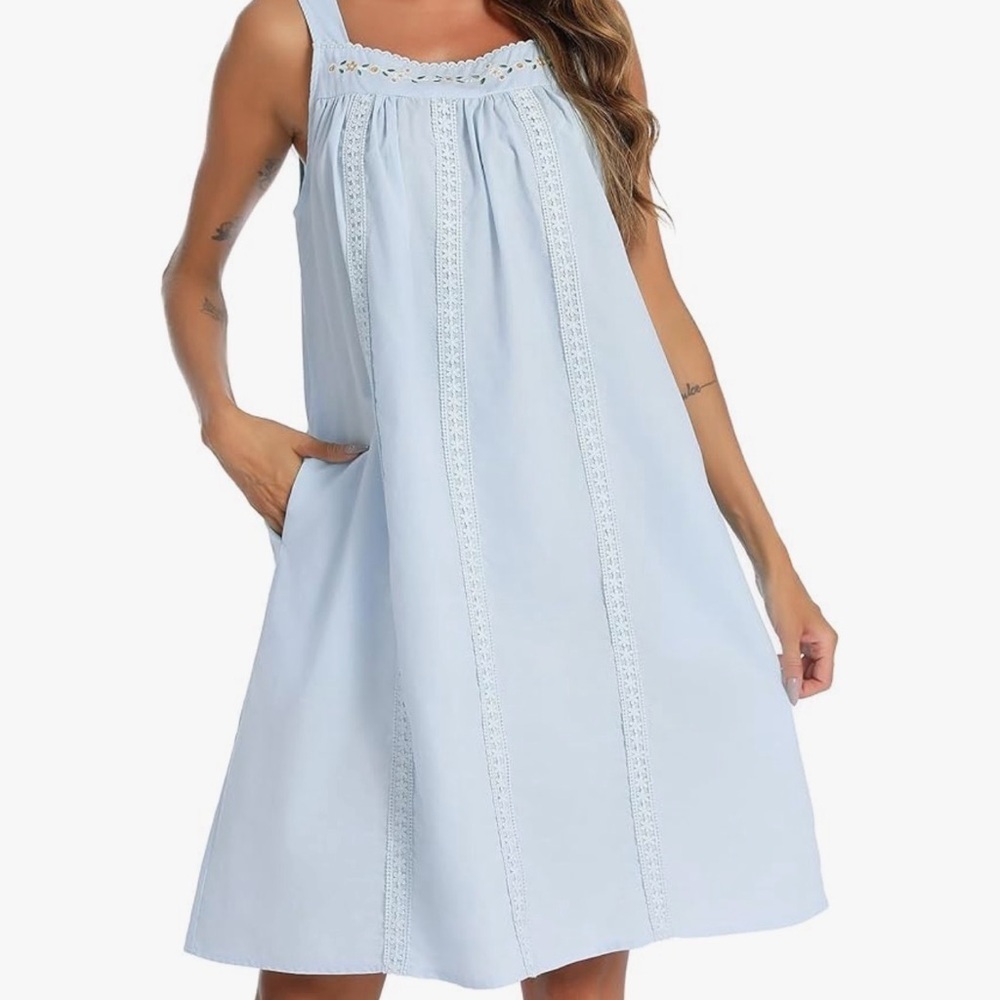 Sky Blue Sleeveless Chemise